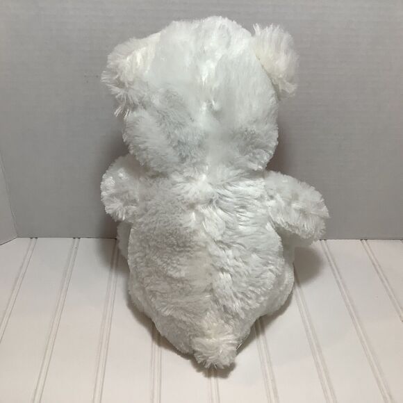 White Teddy Bear 13” Plush Pink Hearts on Feet  and Pink Red Heart Ribbon - Picture 3 of 6